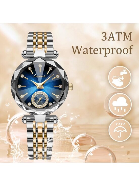 Women\'s Silver Blue Elegant Stainless Steel Creative Diamond Dial Round Watch main image 4